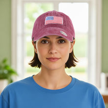 Load image into Gallery viewer, USA Flag Embroidered Baseball Cap - Burgundy