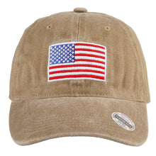 Load image into Gallery viewer, USA Flag Embroidered Baseball Cap - Khaki