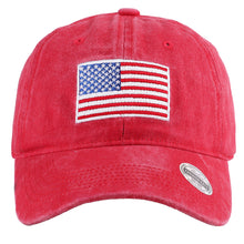 Load image into Gallery viewer, USA Flag Embroidered Baseball Cap - Red